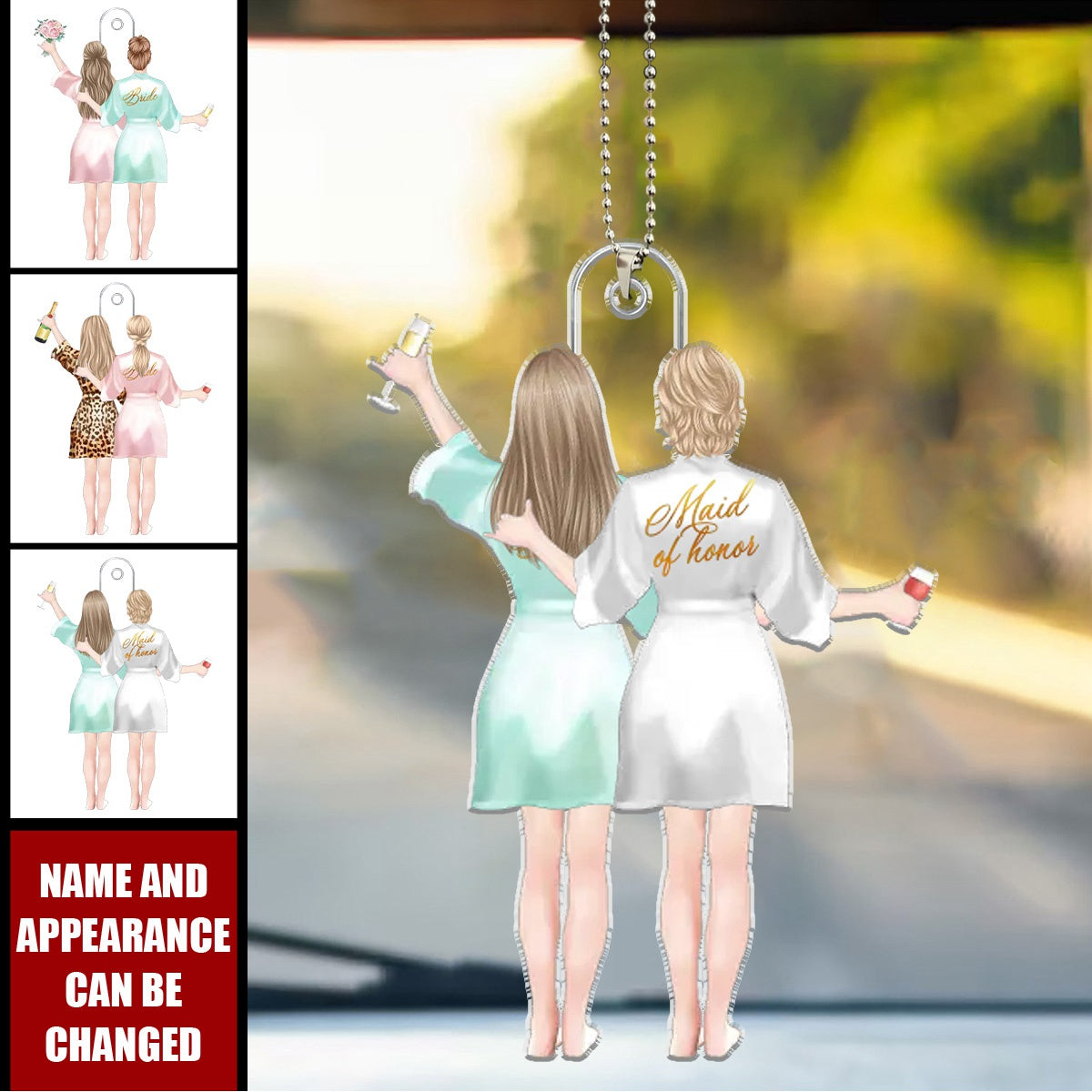 Celebrating Love And Friendship - Bestie Personalized Car Ornament - Wedding Gift, Bridesmaid Gift For Best Friends