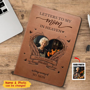 Letter To My Mom In Heaven Memorial Gift - Personalized Photo Leather Journal