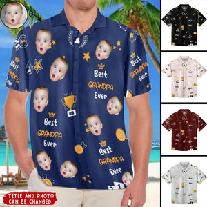 Custom Photo Best Papa Ever Trophy Dad - Personalized Hawaiian Shirt