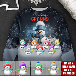 Christmas Cute Snowman Personalized Sweatshirt, Gifts For Grandma