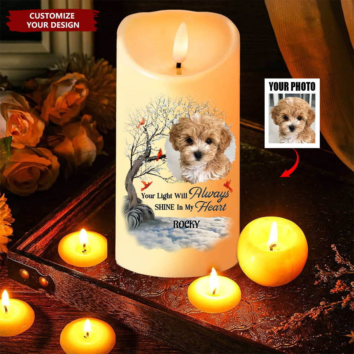 Custom Photo A Companion Is Gone, But The Memory Lives On - Memorial Personalized LED Candle