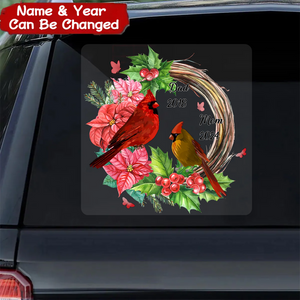 Cardinals Wreath Memorial Personalized Decal