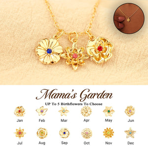 Birth Flower With Birthstone Family Personalized Necklace