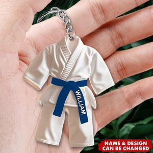 Personalized Taekwondo Uniform Keychain, Taekwondo Lover Gift