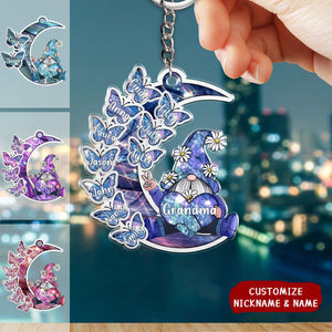 Sparkling Grandma Nana With Sweet Butterfly Kids Personalized Acrylic Keychain - Gift For Grandma/ Mother