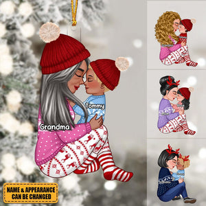 Grandma Mom Holding Kid Personalized Acrylic Christmas Ornament