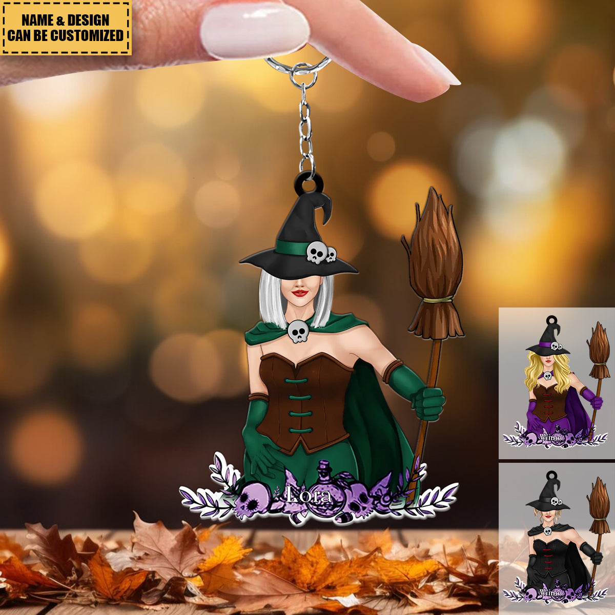 Witch Personalized Acrylic Keychain, Gift Idea For Halloween