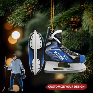 Ice Hockey Skates - Personalized Acrylic Christmas Ornament