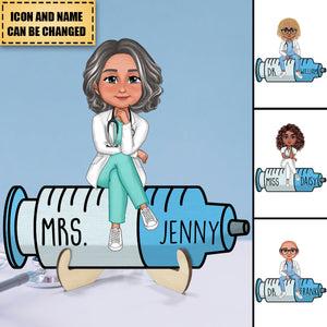 Doll Nurse Sitting Personalized 2-Layer Wooden Plaque