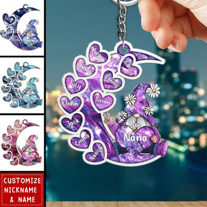 Sparkling Grandma Nana With Sweet Heart Kids Personalized Acrylic Keychain - Gift For Grandma/ Mother