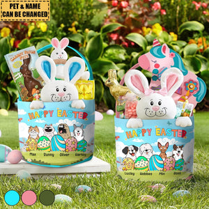 Happy Easter With Pet And Easter Eggs - Personalized Easter Basket