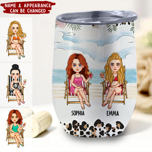 Love You To The Beach And Back - Leopard Version - Personalized Wine Tumbler