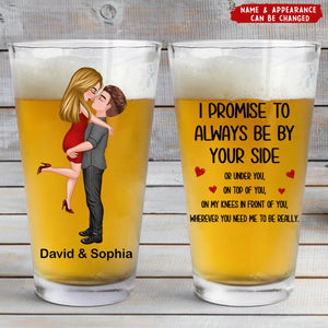 I Promise To Always Be By Your Side Personalized Couple Beer Glass