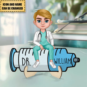 Doll Nurse Sitting Personalized 2-Layer Wooden Plaque