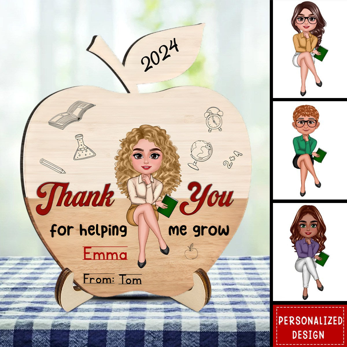 Personalized Gift For Teacher Thank You Teacher 2 Layered Separate Wooden Plaque