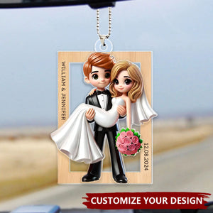 Mr Mrs Married Couple - Personalized 2-Layered Acrylic Car Ornament