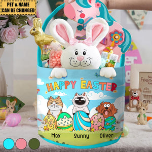 Happy Easter With Pet And Easter Eggs - Personalized Easter Basket