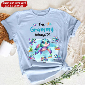 This Grandma Belongs To Colorful Turtle Grandkids Personalized T-Shirt