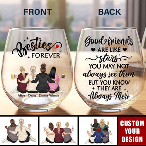 Countless Memories Our Friendship Is Endless Besties - Personalized Stemless Wine Glass