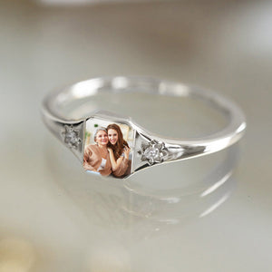 Personalized Photo Birthstone Custom Ring