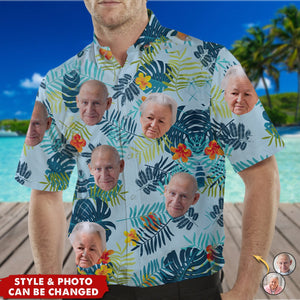 Custom Photo Tropical Vibes Only - Family Personalized Face Custom Unisex Hawaiian Shirt - Gift For Family, Pet Owners, Pet Lovers