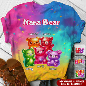 Mama Bear With Kid Names Vibrant Color Personalized 3D T-shirt