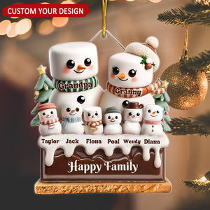 Marshmallow Lovely Family - Personalized Acrylic Christmas Ornament