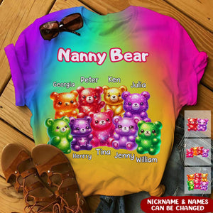 Mama Bear With Kid Names Vibrant Color Personalized 3D T-shirt