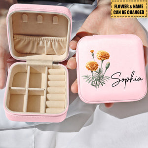 Personalized Name Flower Jewelry Box, Christmas/Birthday Gifts for Bridesmaid /Mom/Wife/Friends