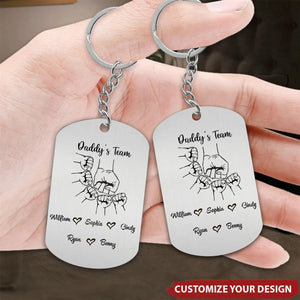 Daddy's Team First Bump - Personalized Stainless Steel Keychain