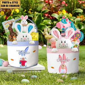 Adorable Easter Basket For Kids With Cute Bunnies - Personalized Easter Basket