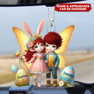 Lovely Easter Couple - Personalized Acrylic Car Ornament