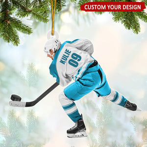 Ice Hockey Player In Competition Personalized Christmas Ornament