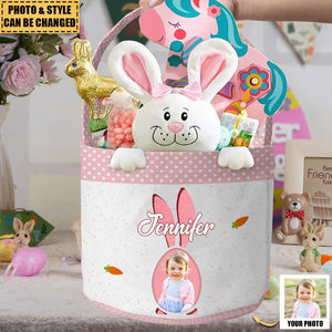 Adorable Easter Basket For Kids With Cute Bunnies - Personalized Easter Basket