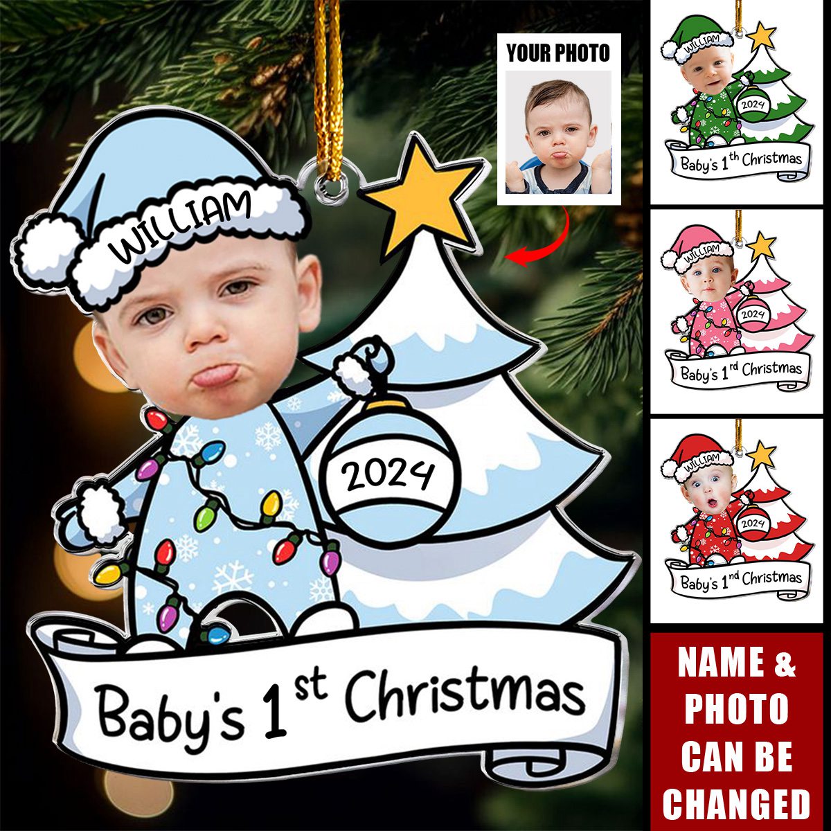 Baby's First Christmas - Personalized Photo Ornament