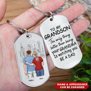 I Love Watching You Become A Dad - Family Personalized Custom Keychain - Gift For Son, Grandson