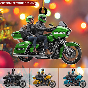 Personalized Motorcycle Ornaments, Christmas Tree Motorcycle Couple Ornaments Gift For Motocross Lover