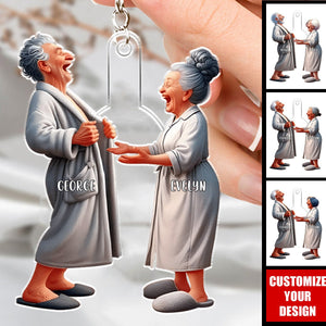 Funny Old Couple - Personalized Acrylic Keychain