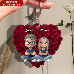 Love Rose Couple - Personalized Acrylic Keychain