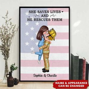 Nation Flag Couple Gifts By Occupation Personalized Poster