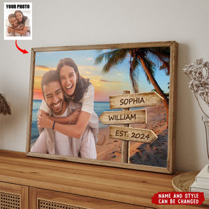 Custom Photo Where There Is Love There Is Life - Couple Personalized Horizontal Poster