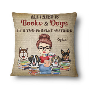 All I Need Is Books & Dogs - Reading Gift - Personalized Custom Pillow