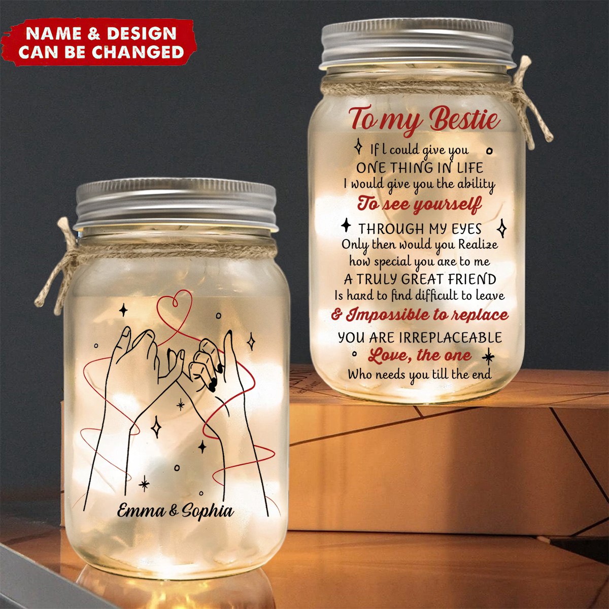 Life Is Better With True Friends - Bestie Personalized Mason Jar Light