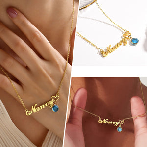 Personalized Name Necklace for Women Pendant with Birthstone