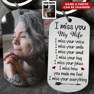 I Miss Your Voice Custom Photo Memorial Stainless Steel Keychain