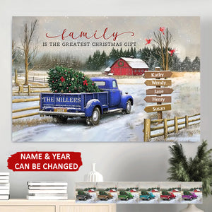 Family Christmas Truck Personalized Canvas