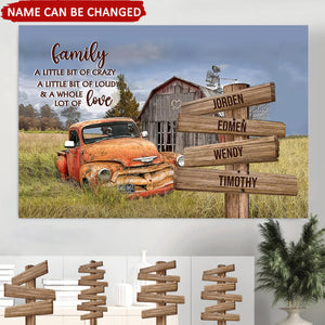 Family Old Barn and Vintage Vehicle Personalized Canvas