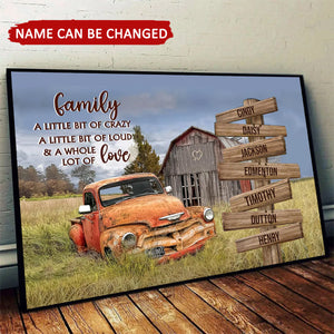 Family Old Barn and Vintage Vehicle Personalized Canvas